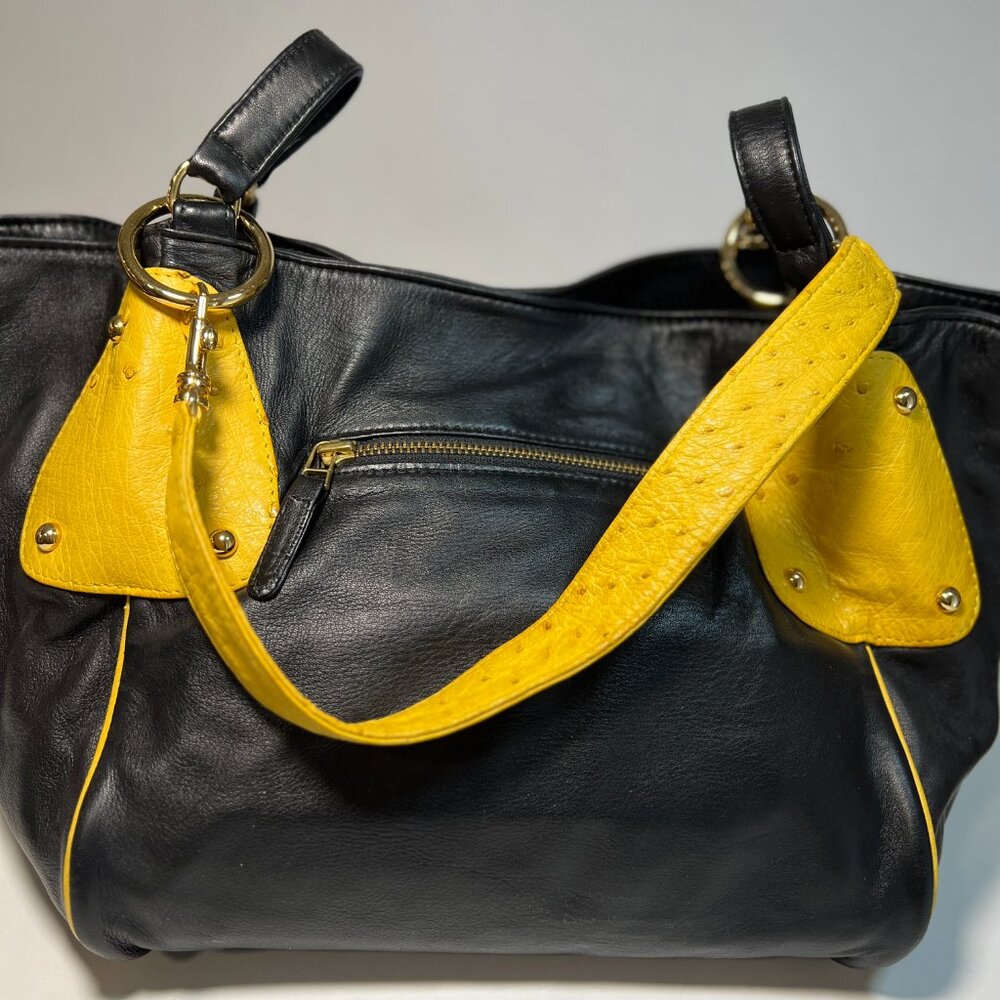 Black leather purse - Bolingo By Susan Todd Bag Yellow and Black 👜 - Picture 6 of 7
